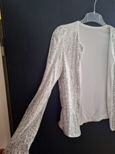 Elegantes Braut Weihnachten Bolero in Weiß mit Pailletten einmal getragen, Gr. S