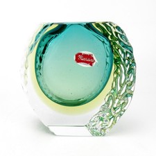 ALESSANDRO MANDRUZZATO Murano Glas Vase Blockvase Sommerso Vintage Italy Design