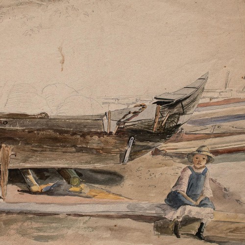 Kinderporträt seeufer boote - kinderporträt,