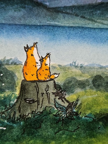 Fuchs papa baby aquarell - fuchs,