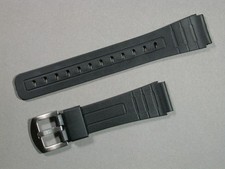 haltbares wasserfestes Resin-Silikon Uhrenarmband  schwarz 18mm Stahlschli. 7529