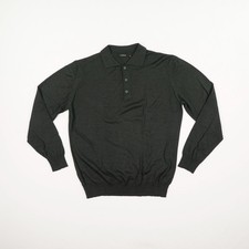 C. COMBERTI Herren Polo Shirt Polohemd Gr. 52 grün Langarm Feinstrick Schurwolle