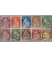 Schweiz Nr.101-110x gestempelt "Sitzende Helvetia 1908"