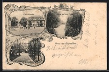 AK Gispersleben, Gasthaus Parkschenke, Parkpartie, Blick auf die Gera 