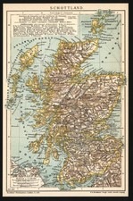 Landkarte anno 1905 - Schottland - Highlands Whisky Scotland Edinburgh Orkney