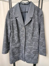 Blazer Jacke Oberteil LAGENLOOK elegant grau schwarz 44 46 Cottongemisch