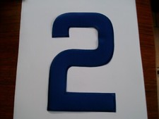 Zahl 2 Bügelbild blau Stoff
