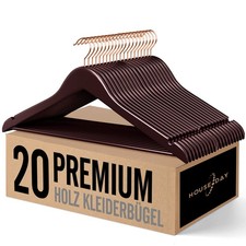 Kleiderbügel Holz, 20er Holz Bügel, Kleiderbügel braun für Anzüge, 360° drehb...