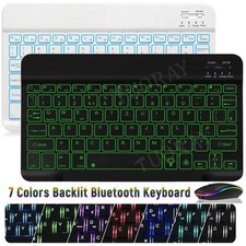 Für Lenovo Tab Beleuchtete Tastatur Funk Maus Wireless Bluetooth Layout QWERTZ