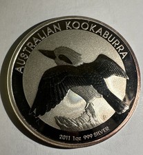 Silbermünze - 1 Dollar, The australian Kookaburra, Silber .999, 1 OZ., 2011, ss