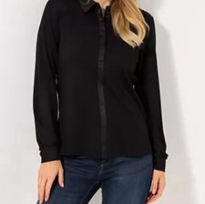 VIA MILANO Jerseybluse, 1/1-Arm Kragen Satin Details figurumspielend  gr.38  ot