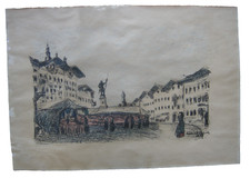 Richard Pietzsch (1872-1960) Bad Tölz Marktstraße Farblithografie 1919 signiert