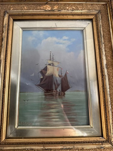 Antikes ölgemälde schiff - antikes,