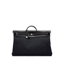 Original Hermès Herbag Cabine 50 Black Canvas Leather Weekender Birkin Kelly Bag