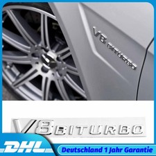 3D V8 Biturbo Emblem G63 S63 SL63 CL63 C63 CLS63 AMG Silber Schriftzug