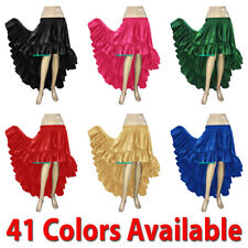 Satin Flamenco Röcke Rüschen Asym Bauchtanz Gypsy Dancewear Jupe Abgestuft Rock