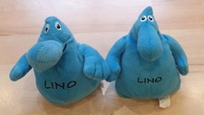 Linola  Lino Plüsch 2 Figuren Stofftier Werbefigur 14cm Blau Creme Baby Windel