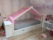 Hausbett weiß 90x200 Bett Bettkästen Dach Kinder-, Jugendbett Massivholz
