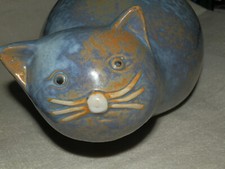 blaue Deko Porzellan Katze -