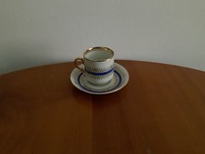 Vintage Sammeltasse Mokkatasse mit Unterteller mit Goldrand / Golddekor / blau