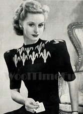 Strickanleitung Vintage 40er/WK2 Damen Fleur de Lys/Fair Isle Pullover. 33"-36"