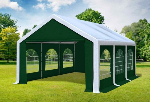 Partyzelt 4x6m weiß grün pvc - 4x6m,
