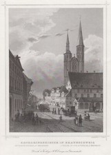 Braunschweig Katharinenkirche Original Stahlstich Oeder 1852