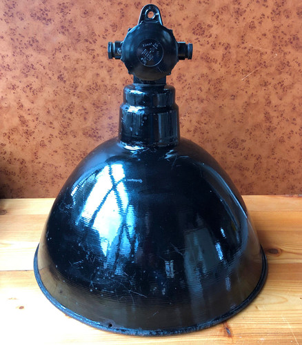 Große alte emaille lampe - alte,