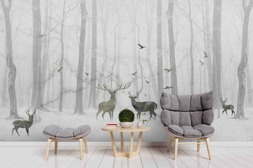 Schnee wald elch tapete - 3d,