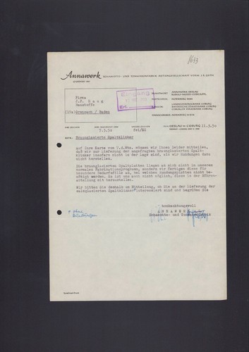 Oeslau brief 1950 annawerk - oeslau,,