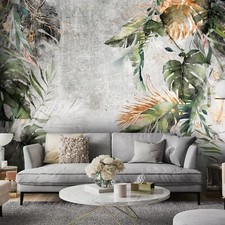 BLÄTTER BETON VINTAGE MODERN Fototapete TAPETE Wohnzimmer Schlafzimmer Waschbar