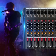 12 Kanal Audio Mixer mit USB Bluetooth Mischpult Soundkarte 48 V Phantomspeisung