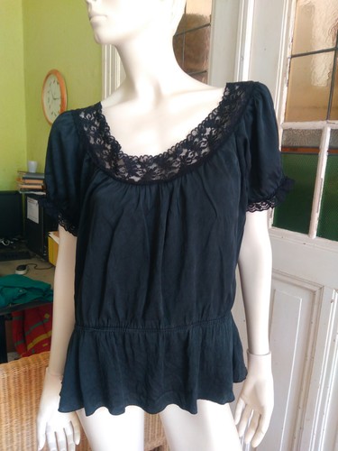 Schwarzes seiden shirt - seiden, shirt/tunika