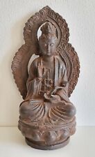 Schöne alte Guanyin - Bodhisattva Avalokiteshvara Statue aus Gusseisen vor 1900