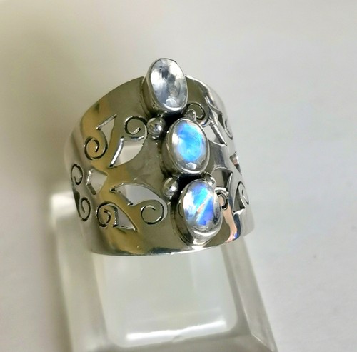 Ring mit regenbogen - ring, mondstein