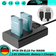 2x EN-EL23 Akku + Ladegerät Für Nikon Coolpix B700 P900 S810c P610 P600 Batterie