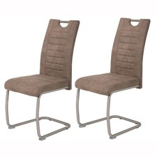 2er-Set Schwingstuhl - Vintage schlamm - Microfaser Esszimmerstuhl Freischwinger