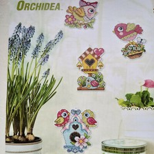 OSTERN - 4tlg KREUZSTICH-STICKPACKUNG - VÖGELCHEN - PLASTIK STRAMIN/ PLASTIKAIDA