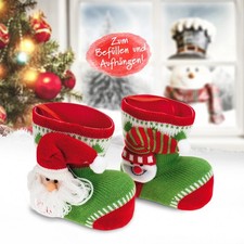Weihnachtsstiefel Nikolausstiefel zum Befüllen mit Motiv und gestrickter Bezug