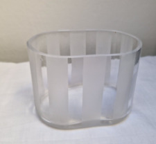 Schüssel Glasschale Glas mit Milchglas Streifen - oval - 12 x 8 cm / 8,5 cm hoch