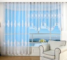 Jacquard Bogenstore Gardine Kräuselband Blumenmuster Store Barock -13140-