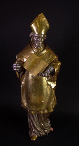 Antike holzfigur hl nikolaus - -,