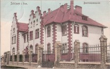 SCHLAWE in Pommern Bezirkskommando color 20.11.1909 gelaufen Slawno