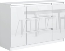 Kommode weiss hochglanz mit - weiss, 3