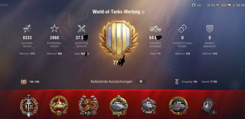 Wot winrate und wows - 67%,