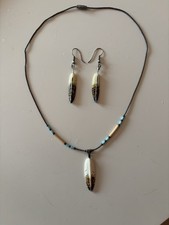 Schmuckset Feder Ohrringe und Halsband Boho Indianer