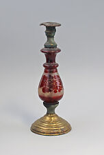 9135124-a Glas Leuchter Mitte 19. Jh. Florale Bemalung Metallfuß