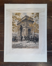 Radierung handkoloriert "Arc de Triomphe " Paris v W.de la Broye