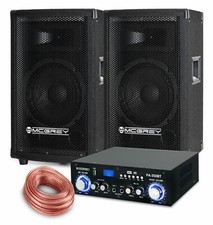 PA Anlage DJ Party Sound Lautsprecher Boxen Bluetooth Verstärker Kabel Set 600W