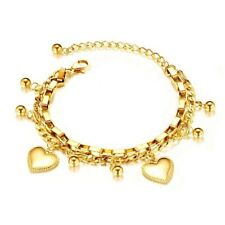 Bettelarmband 18 K Gold Pl. Charms Anhänger Armband Schmuck Damen Neu Edelstahl 